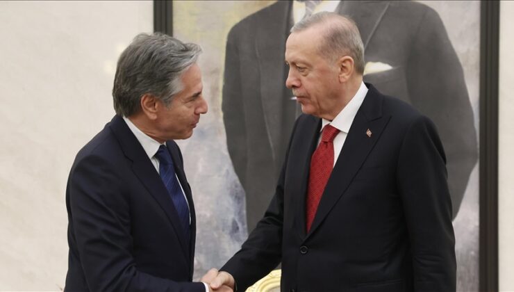 Cumhurbaşkanı Erdoğan, ABD Dışişleri Bakanı Blinken’ı Esenboğa Havalimanı’nda kabul etti
