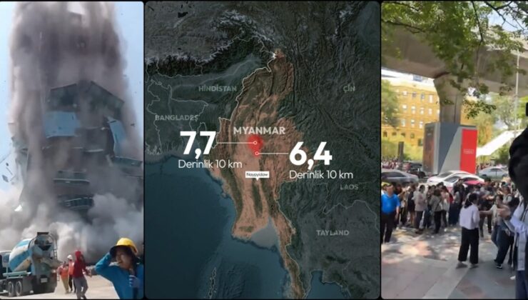 Myanmar’da 7,7 ve 6,4 büyüklüğünde iki deprem