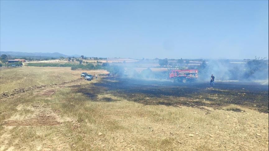 Çanakkale’de tarım arazisinde çıkan yangına müdahale ediliyor