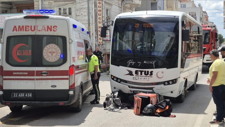 Edirne’de motokuryenin yaralandığı kaza güvenlik kamerasında