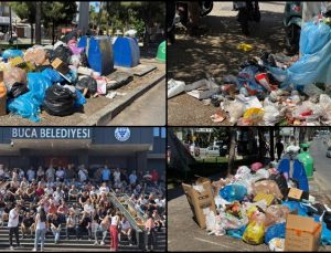 İzmir Buca’da işçilerin grevi sebebiyle oluşan çöp yığınları tepkilere neden oluyor