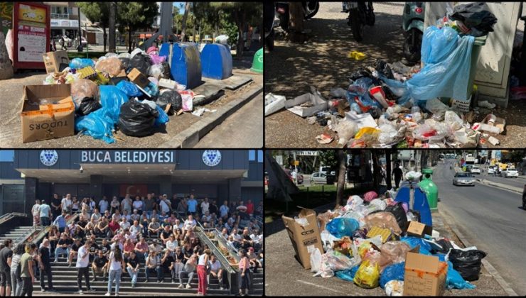 İzmir Buca’da işçilerin grevi sebebiyle oluşan çöp yığınları tepkilere neden oluyor