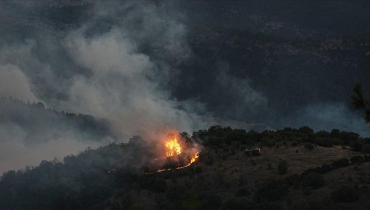 Bursa-Balıkesir sınırında çıkan orman yangınına müdahale sürüyor