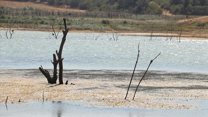 Tekirdağ’daki Yazır Göleti’nin su seviyesi kuraklığın etkisiyle yüzde 4’e düştü