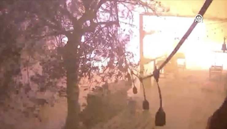 Çanakkale’de çıkan orman yangınının ilerleme hızı güvenlik kamerasında