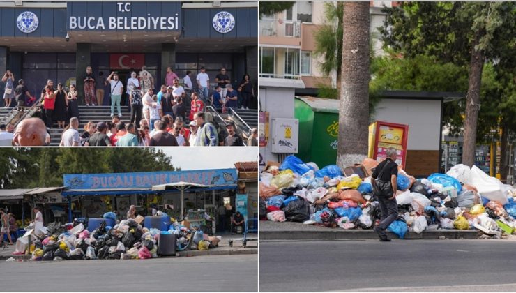 İzmir Buca’da maaş alamadıkları için iş bırakan işçilerin eylemi 7. gününde