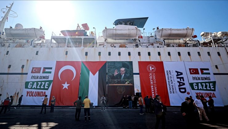 Gazze’ye ulaştırılacak insani yardım malzemeleri “İyilik Gemisi”ne yüklendi