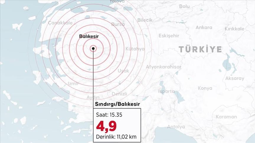 Balıkesir’de 4,9 büyüklüğünde deprem