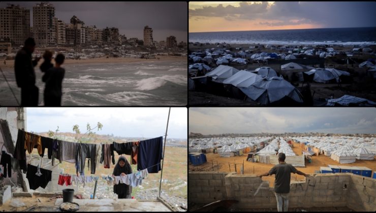 Gazze’de yağmur altında kalan çadırlar Filistinlilerin yaşadığı dramı derinleştiriyor